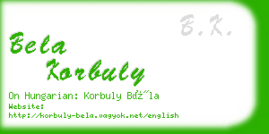 bela korbuly business card